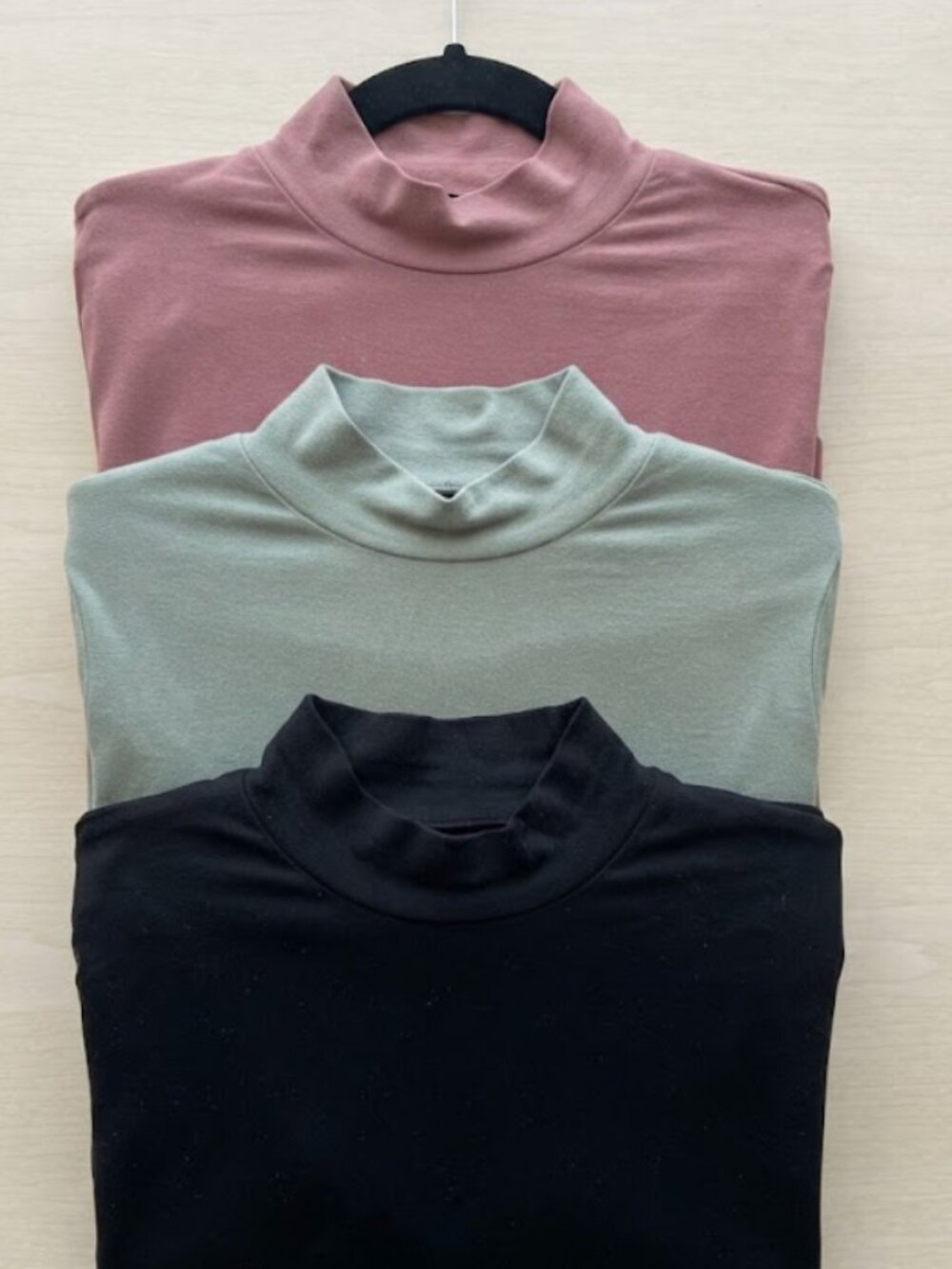 Pumiey Long Sleeve Mock Neck Tops (Set of 3), Size S